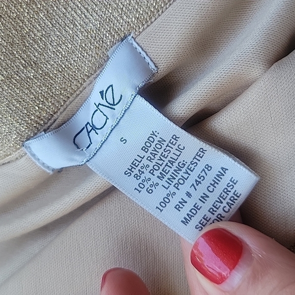 Cache Gold One Sleeve Sweater with Embellished Neckline Size Small - Picture 7 of 7